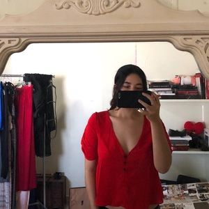 Red blouse with black Dots. Still with price tag!